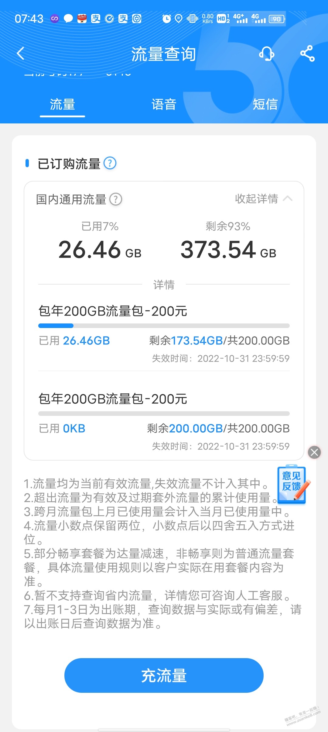 大毛啊-翼支付200元200g每个月都有-现在400g了-惠小助(52huixz.com)