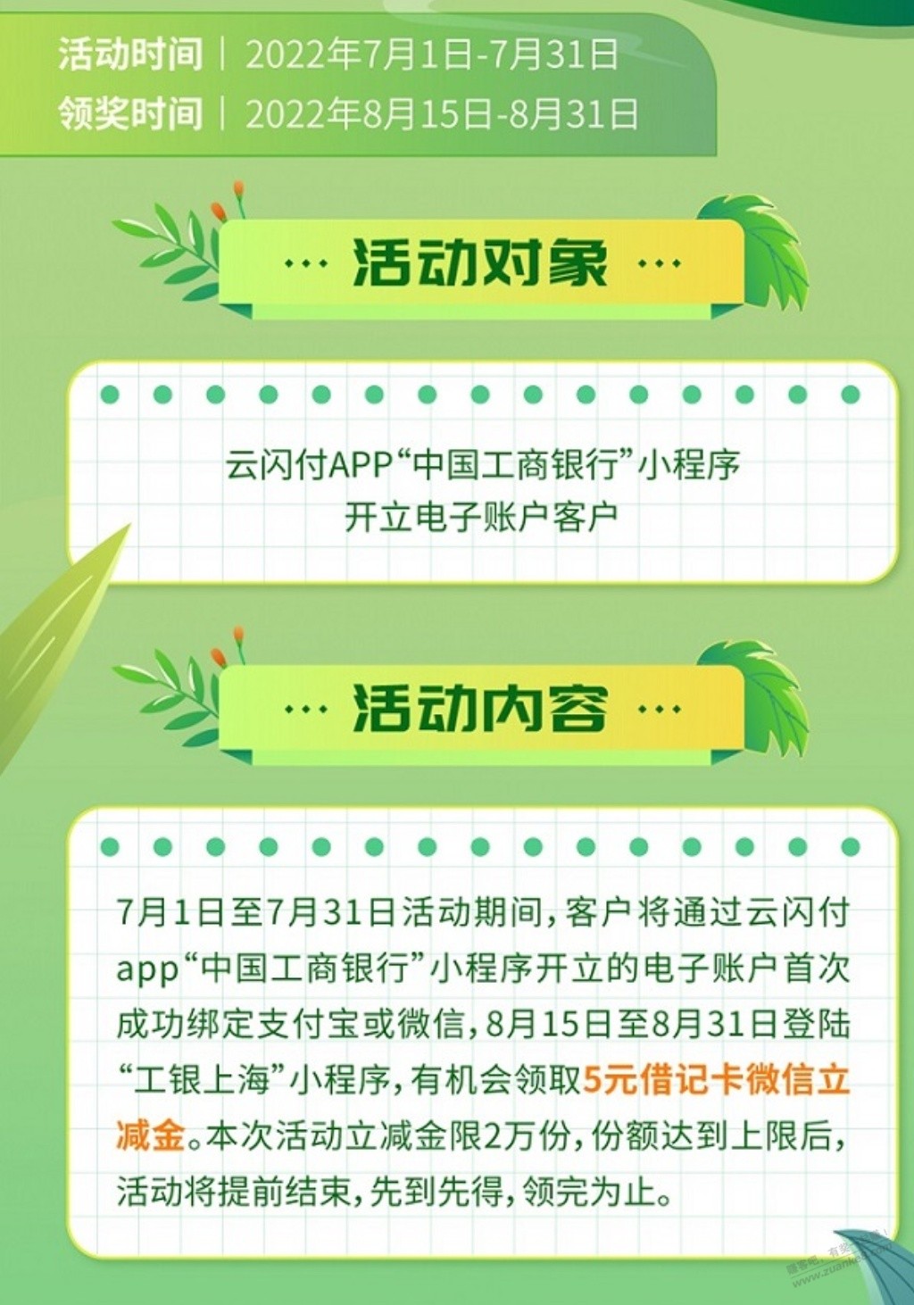 云闪付工商银行开卡领立减金-惠小助(52huixz.com)