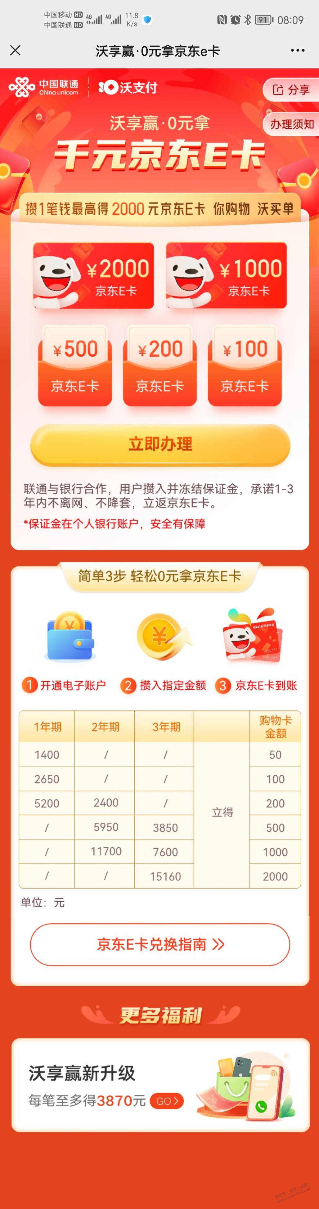 联通存钱得e卡 - 0818团