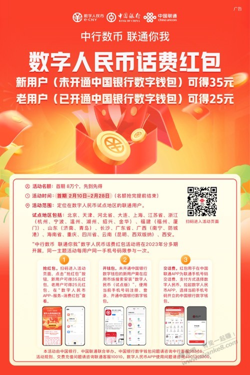 唯品会和联通-中行数字人民币优惠活动-惠小助(52huixz.com)