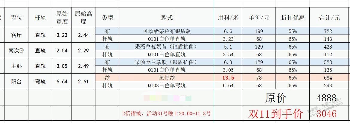 网上订窗帘这价格划算吗 - 线报迷