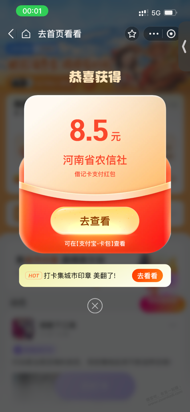 支付宝，河南农信日8元+ - 线报迷