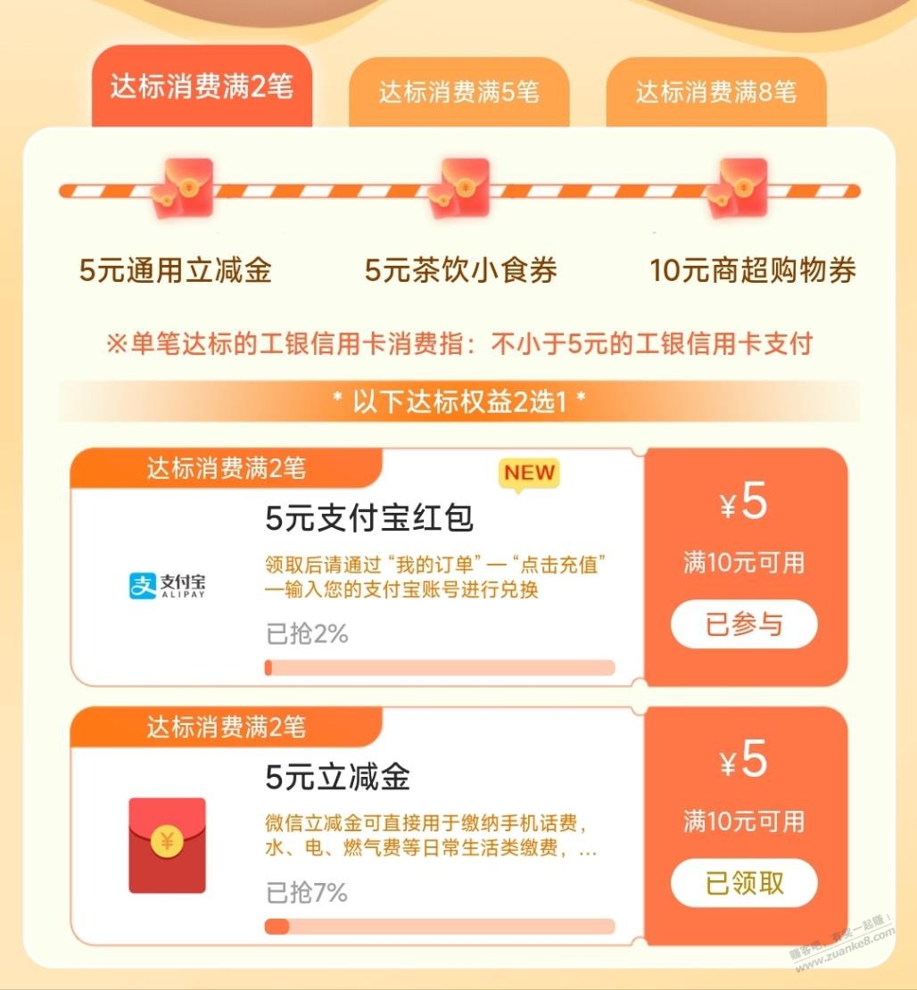 工行xing/用卡5元微信立减金 - 线报迷