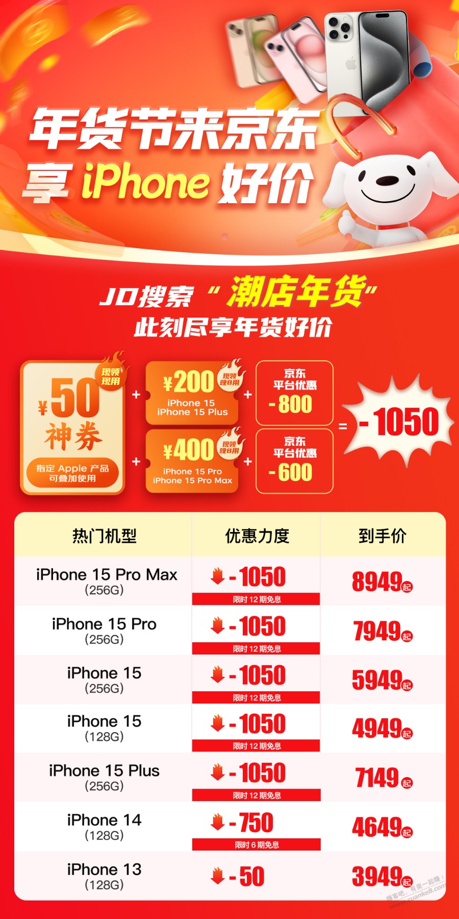 iPhone15系列直降1050!-惠小助(52huixz.com)