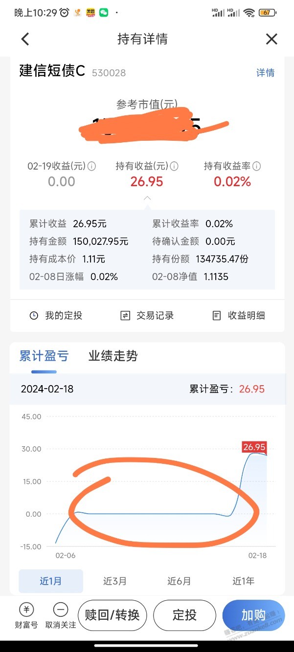 握草，建行资产提升，过年10天没收益？？？ - 线报迷