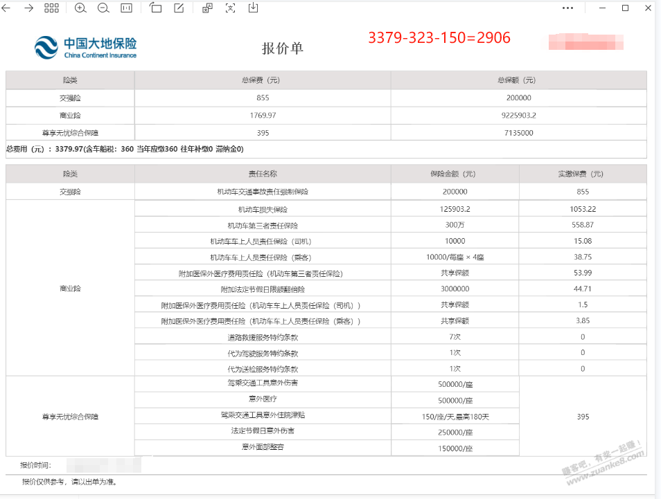 这两个车险报价贵吗？帮忙给点意见 - 线报迷