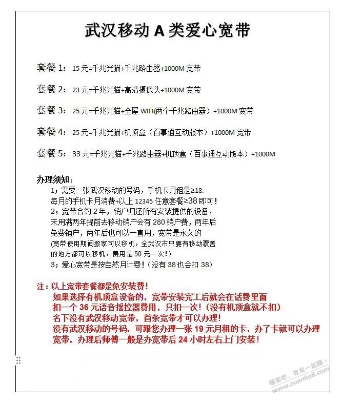 大哥们武汉15一个月1000m的移动宽带有坑吗 - 线报酷