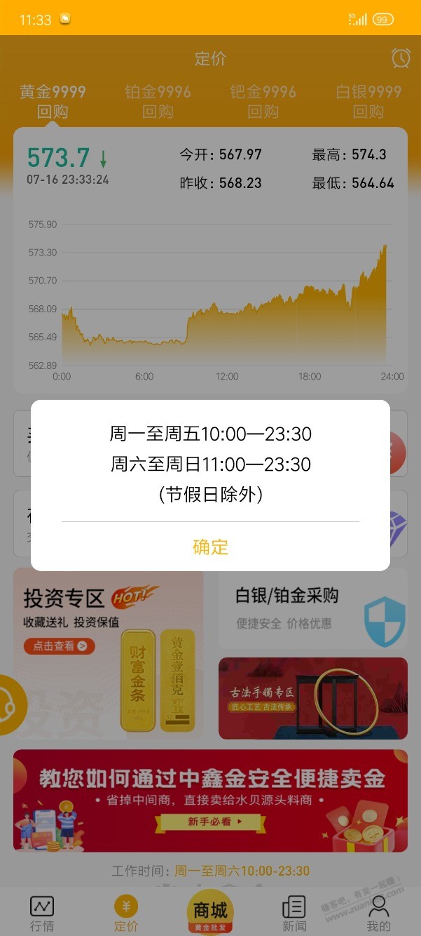 中鑫金关门前定上价了 不赌了 - 线报酷