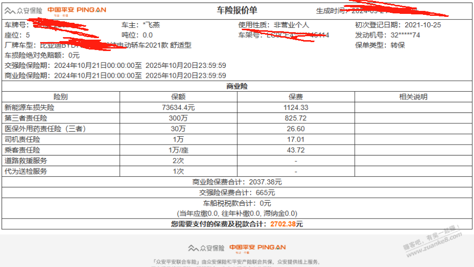 要续车险了，吧友们帮忙看看这个平安车险报价咋样 - 线报酷