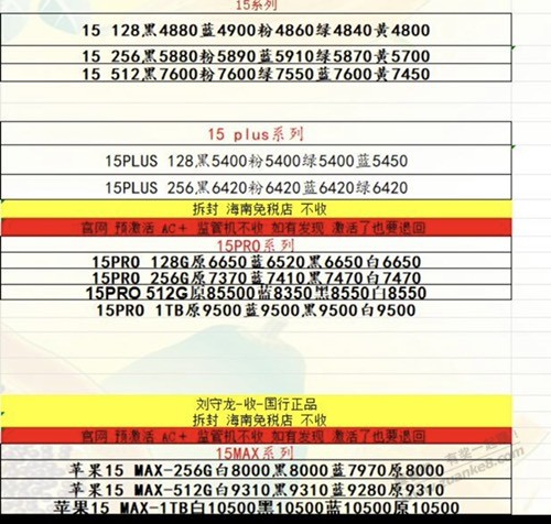 求个今天15系列的报价，果熟 - 线报酷