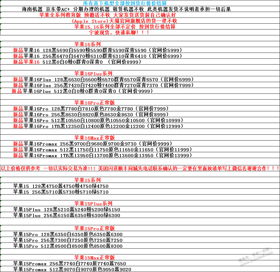 求今天苹果15和16系列报价，果果伺候 - 线报酷