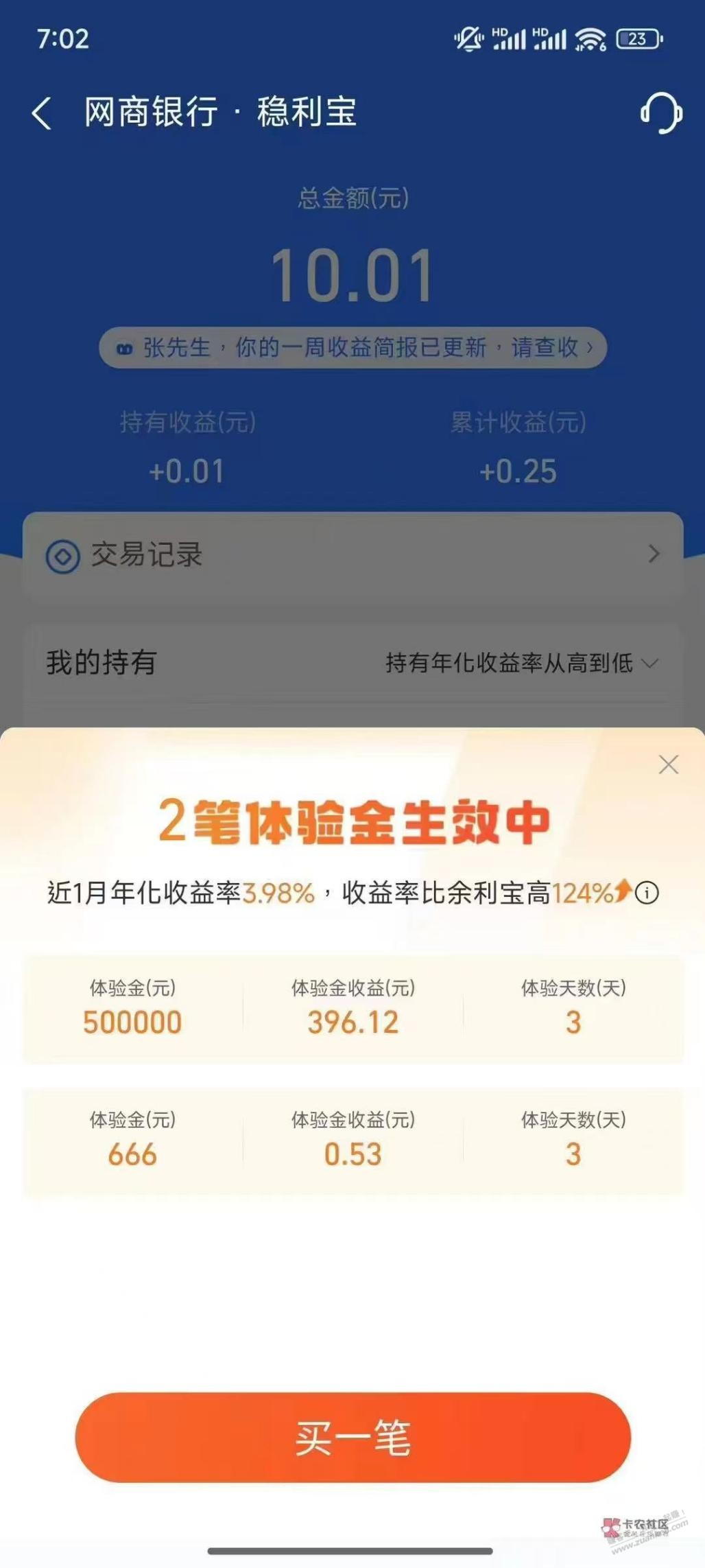 上次网商银行体验金有多少人搞了？真的是大毛