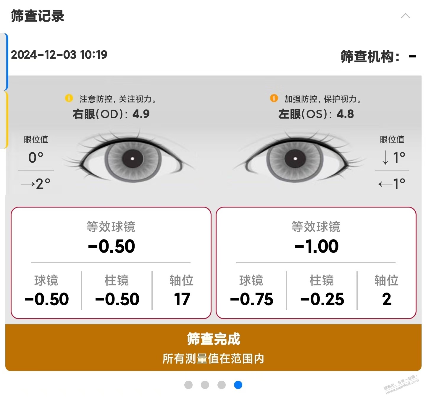 孩子学校查的视力，老哥们给个建议，这是近视了吗。 - 线报酷