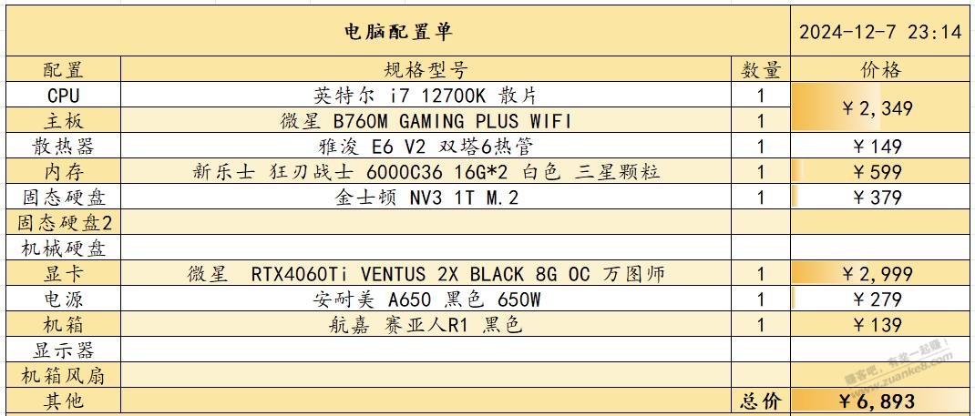 有没有懂装机的大佬指导下小弟，这个配置行吗？ - 线报迷