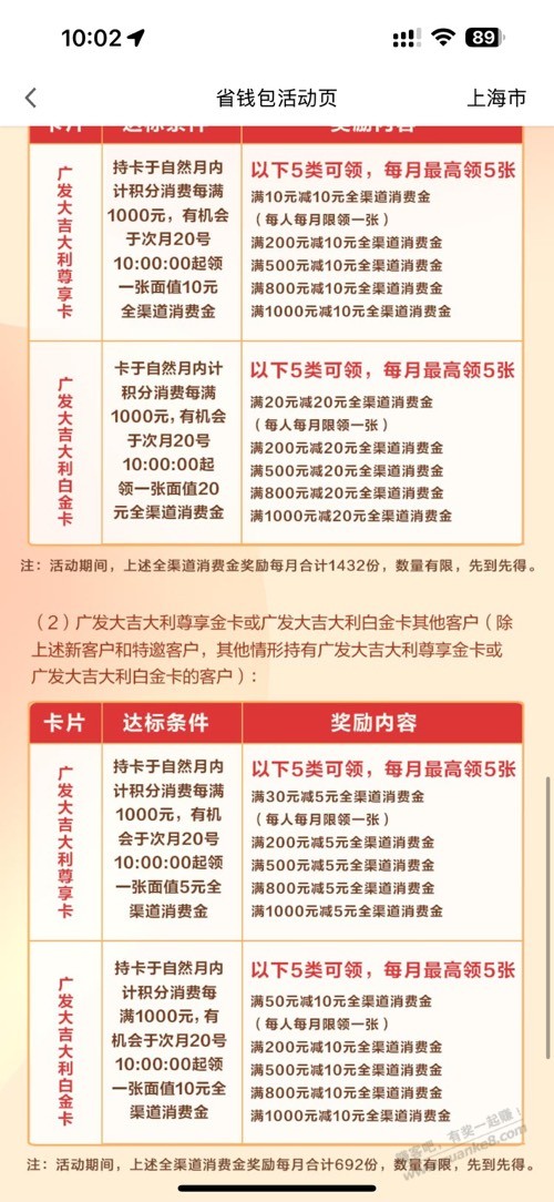 广发大吉大利卡下个月不用刷了吧 - 线报酷